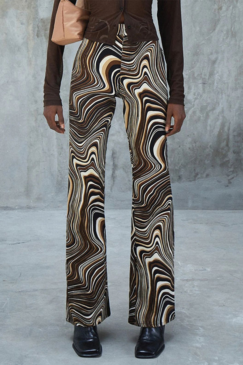 Street Geometric Printing Straight Full Print Bottoms  Fashionpara