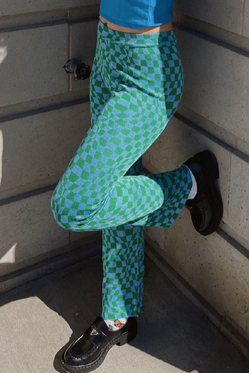 Street Geometric Printing Straight Full Print Bottoms  Fashionpara