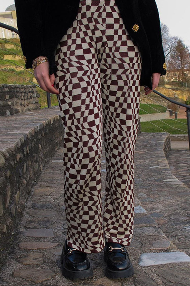 Street Geometric Printing Straight Full Print Bottoms  Fashionpara