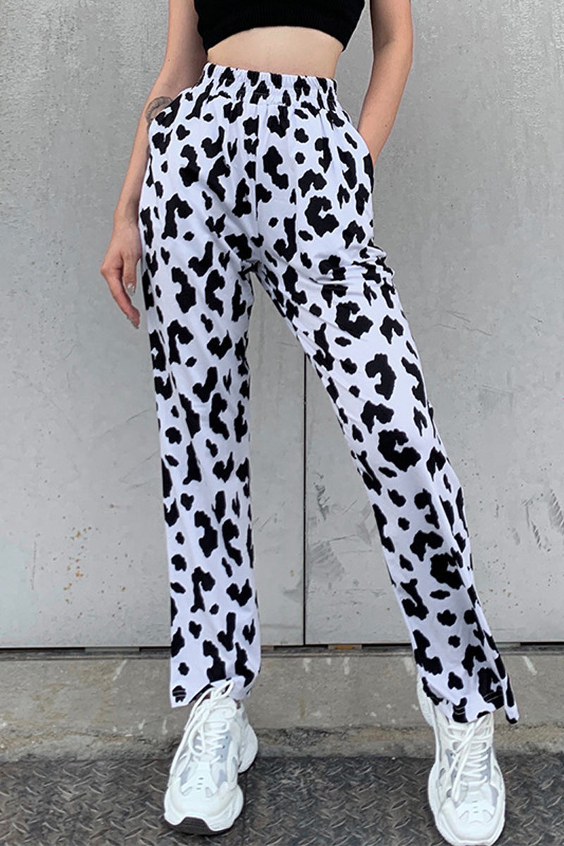 Street Geometric Printing Straight Full Print Bottoms  Fashionpara