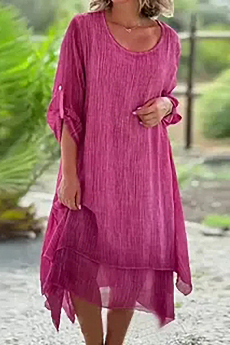 Casual Solid Bandage O Neck A Line Dresses - Fashionpara