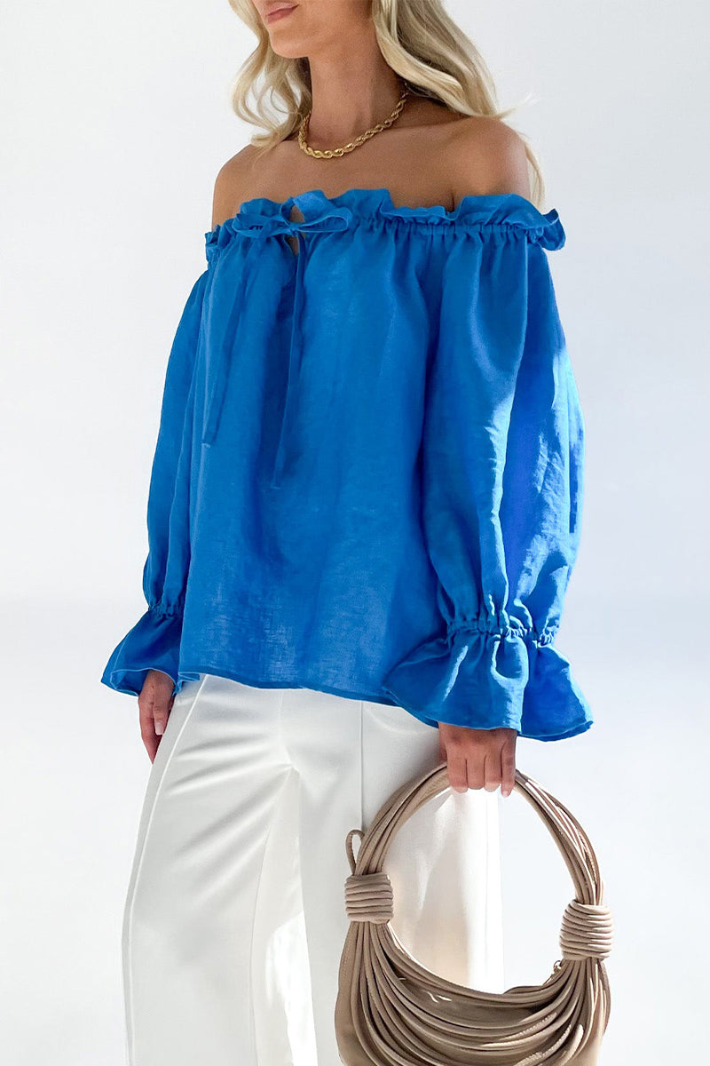 Casual Street Solid Stringy Selvedge Off the Shoulder Tops(3 Colors) - Fashionpara