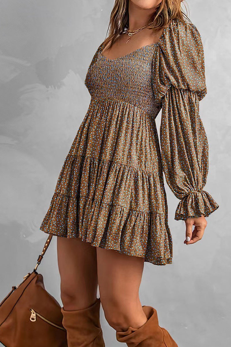 Sexy Floral Patchwork Off the Shoulder Printed Dress Dresses - Fashionpara