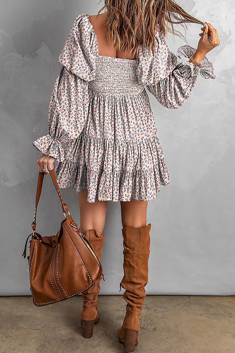 Sexy Floral Patchwork Off the Shoulder Printed Dress Dresses - Fashionpara