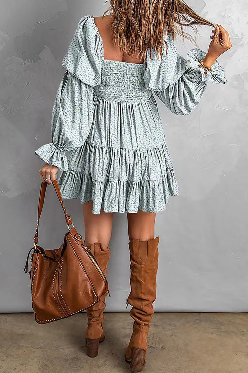 Sexy Floral Patchwork Off the Shoulder Printed Dress Dresses - Fashionpara