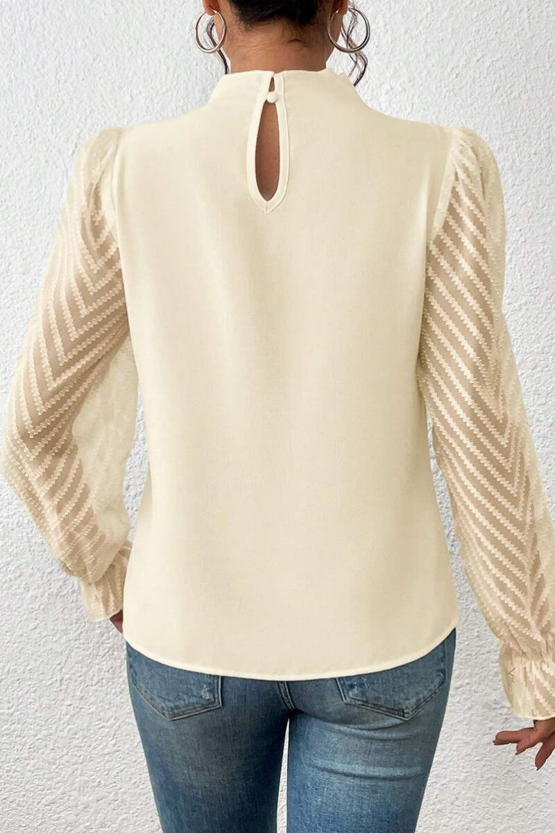 Casual Solid Patchwork Flounce Half A Turtleneck Tops - Fashionpara