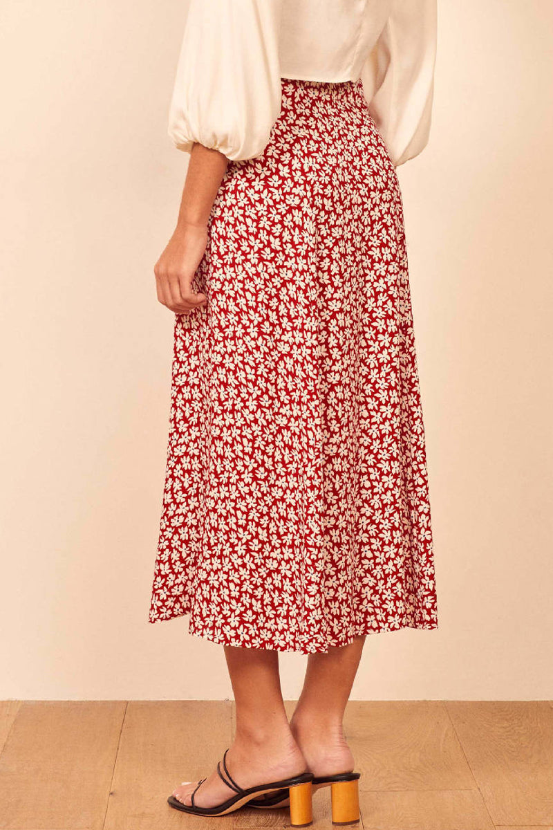 Elegant Print Slit Regular High Waist Type A Full Print Bottoms - Fashionpara