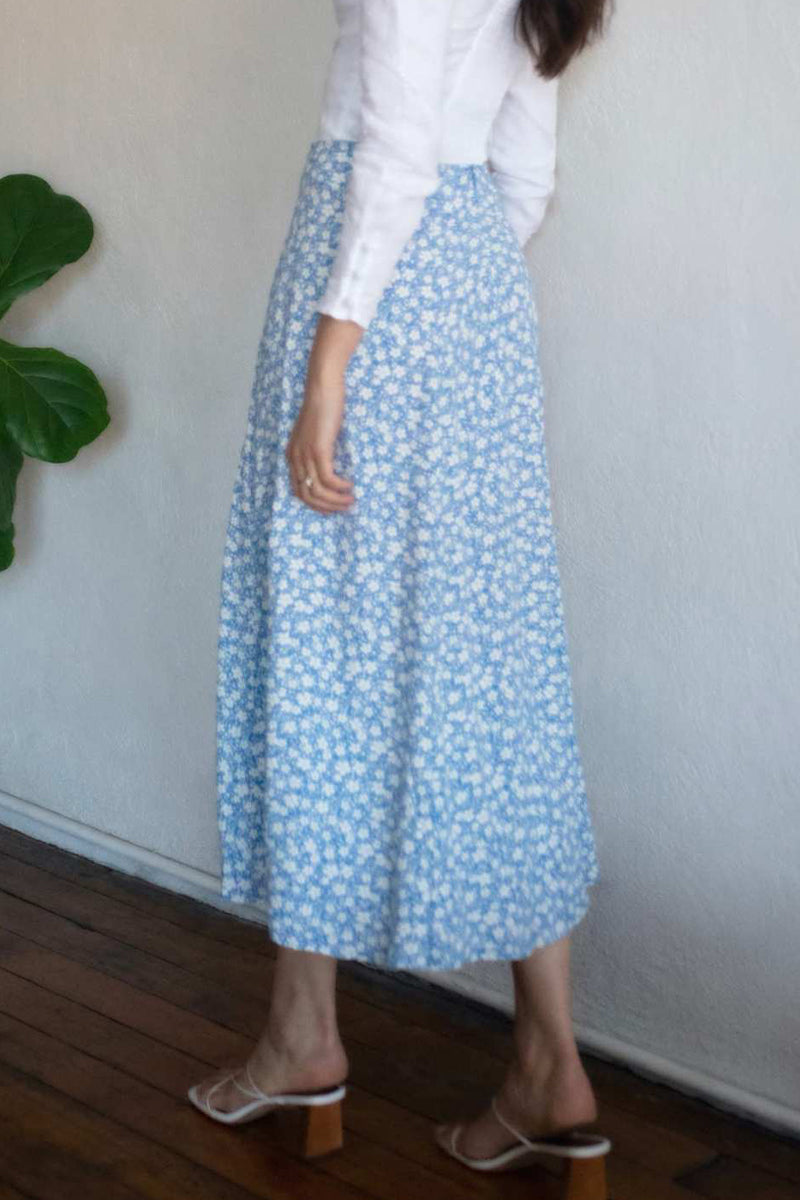 Elegant Print Slit Regular High Waist Type A Full Print Bottoms - Fashionpara