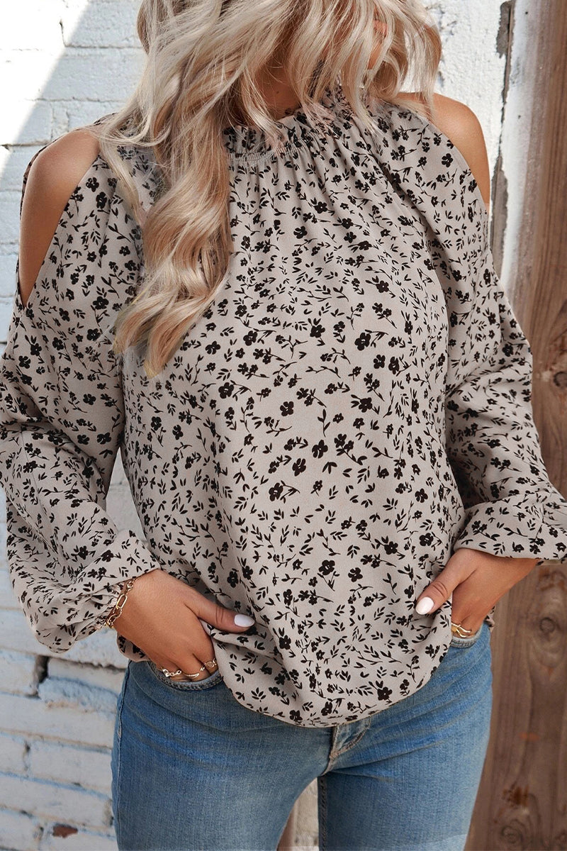 Sweet Print Patchwork O Neck Tops