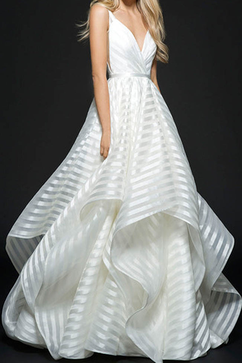 Elegant Solid Backless V Neck Evening Dress Dresses - Fashionpara