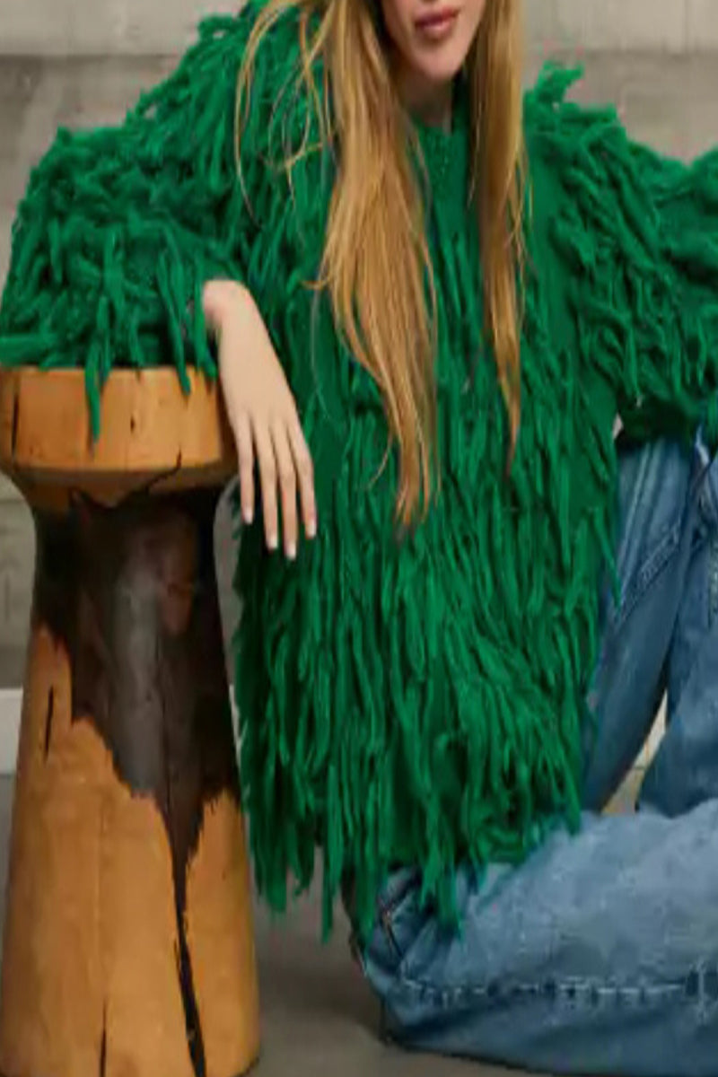 British Style Elegant Solid Tassel O Neck Sweaters(5 Colors) - Fashionpara