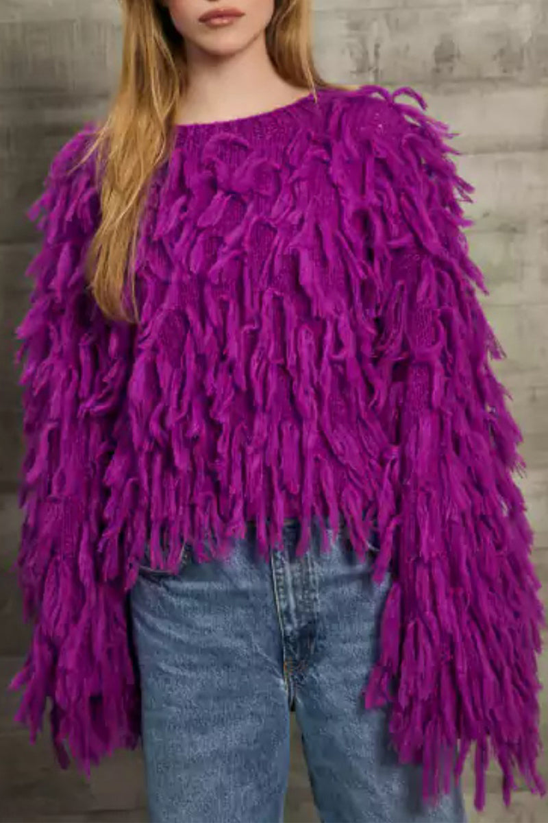 British Style Elegant Solid Tassel O Neck Sweaters(5 Colors) - Fashionpara