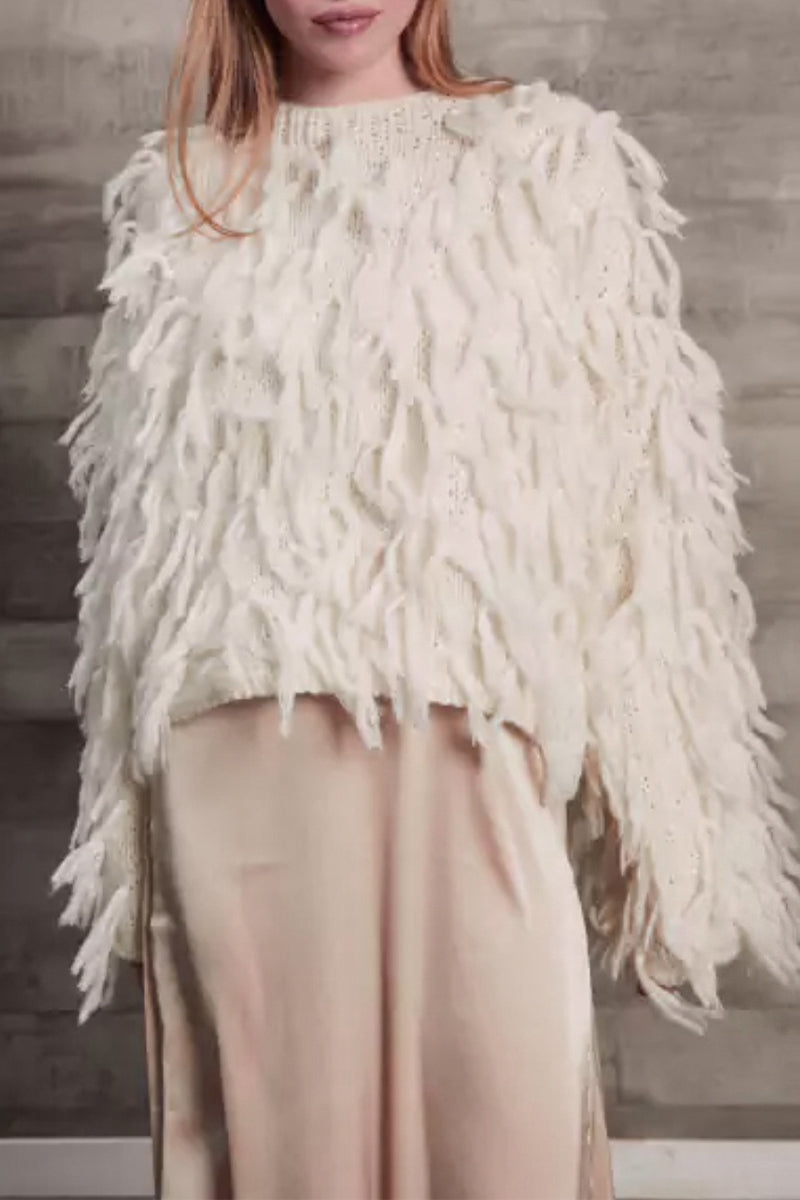 British Style Elegant Solid Tassel O Neck Sweaters(5 Colors) - Fashionpara