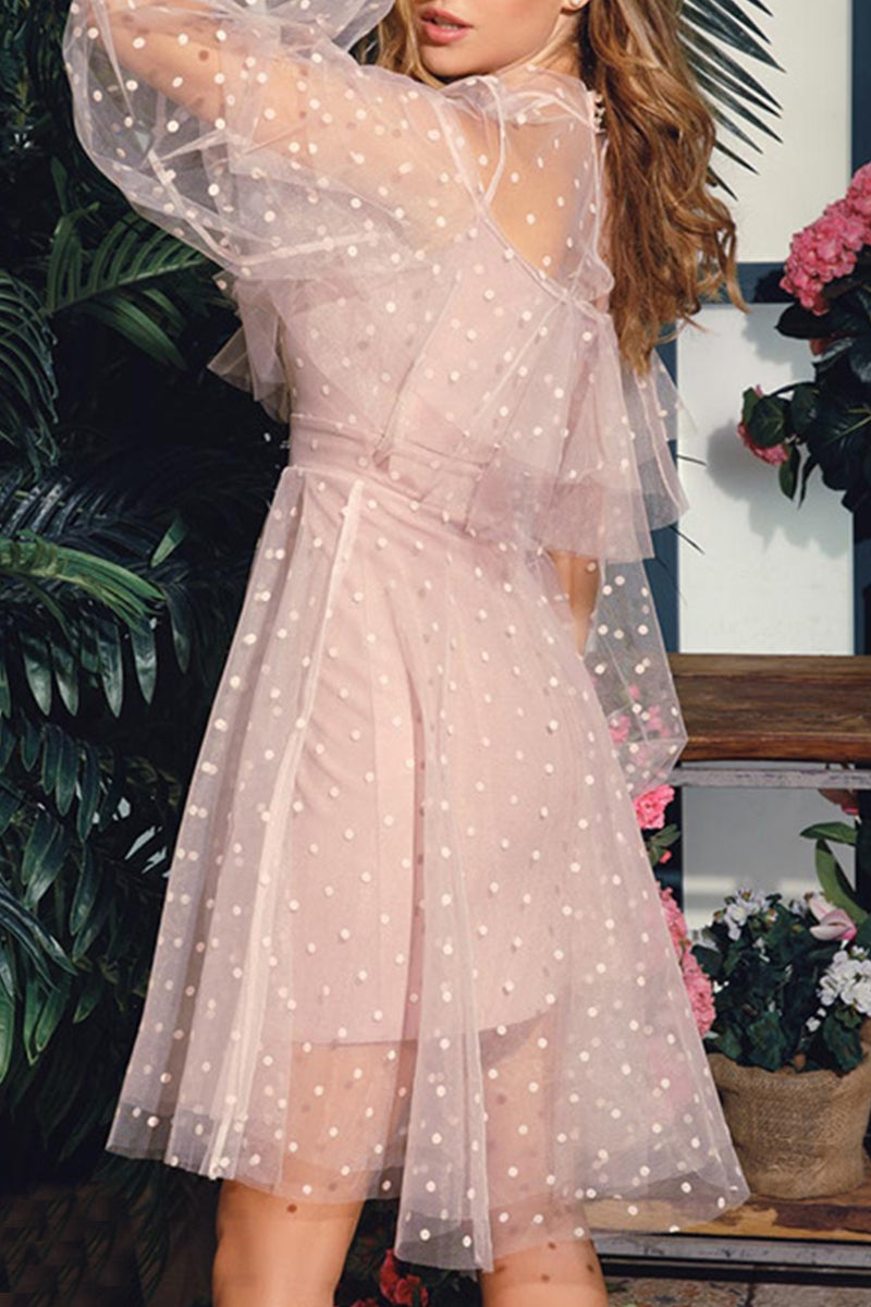 Sweet Elegant Solid Patchwork Half A Turtleneck Princess Dresses - Fashionpara