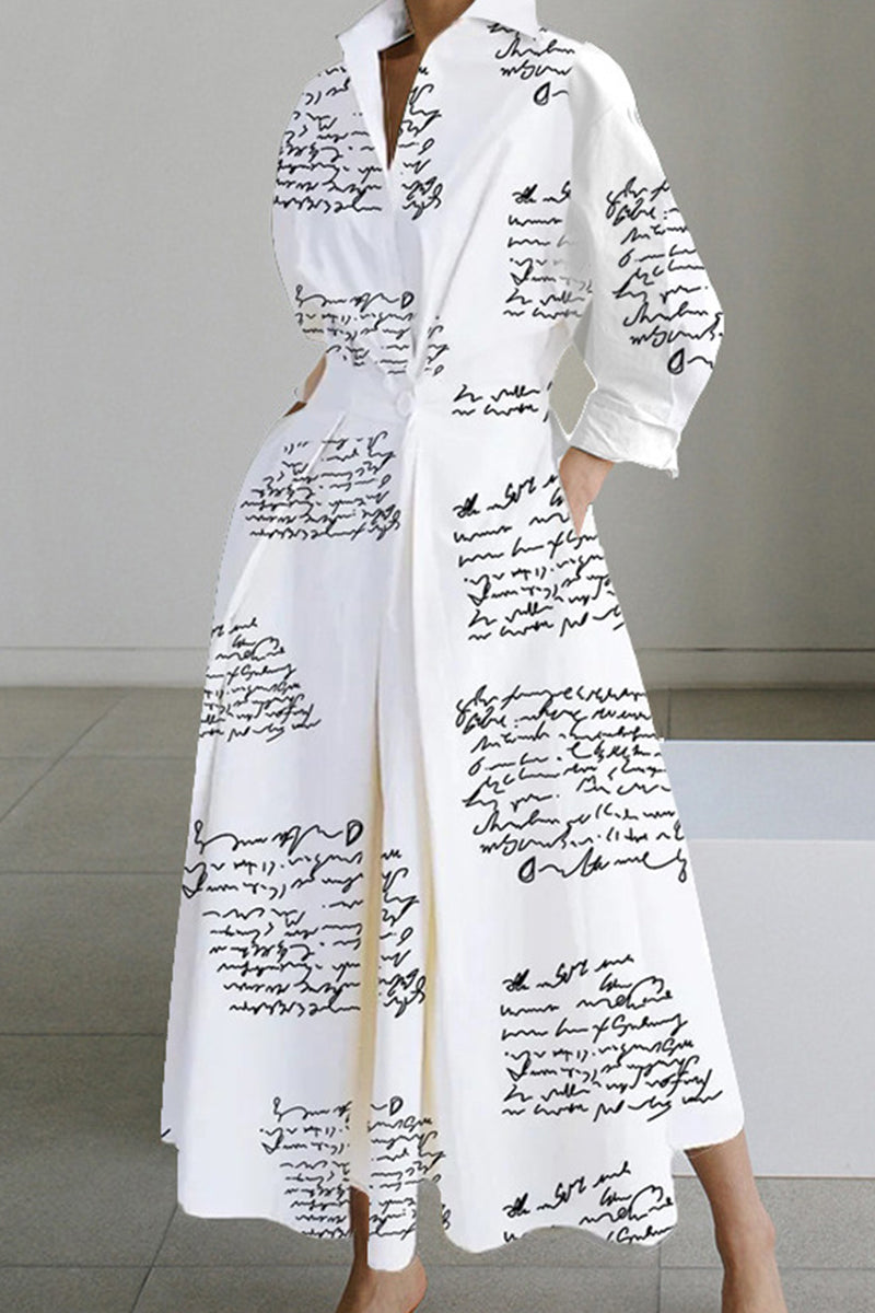 Casual Print Solid Patchwork V Neck Long Dresses(10 Colors) - Fashionpara