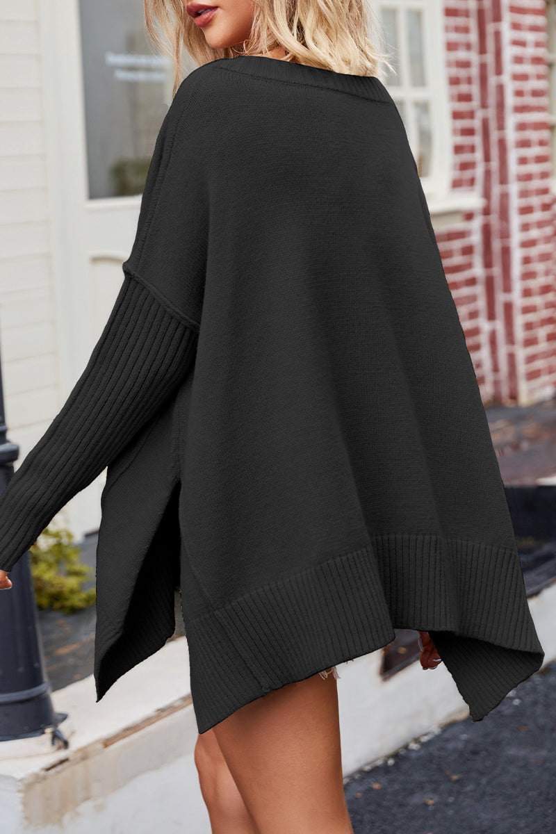 Casual Simplicity Solid Slit V Neck Tops(5 Colors) - Fashionpara