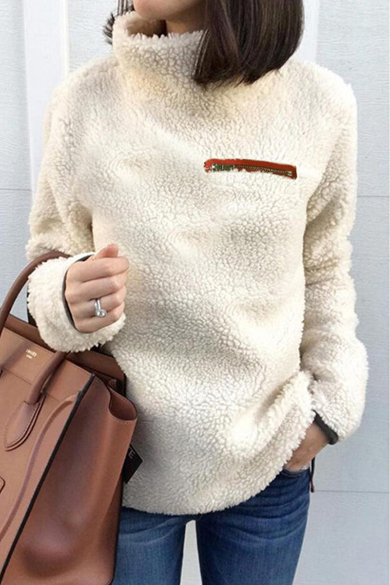 Casual Solid Patchwork Turtleneck Tops(6 Colors) - Fashionpara