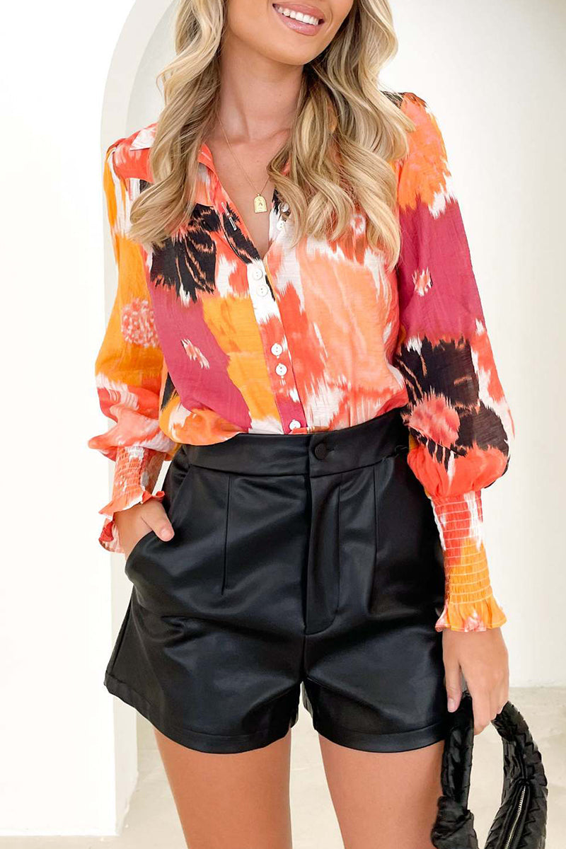 Elegant Floral Asymmetrical V Neck Tops - Fashionpara