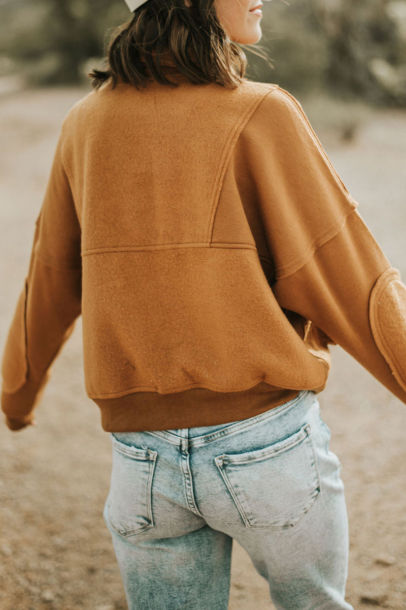 Casual Solid Zipper Turndown Collar Tops - Fashionpara