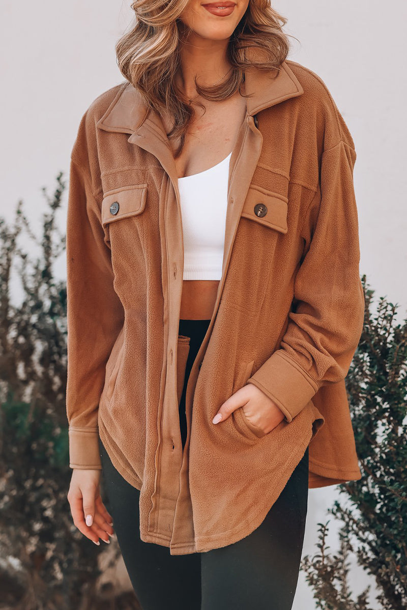 Casual Solid Pocket Turndown Collar Tops(9 Colors) - Fashionpara