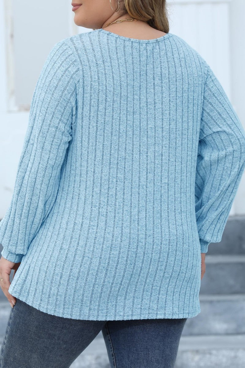 Casual Solid Patchwork V Neck Plus Size Tops - Fashionpara