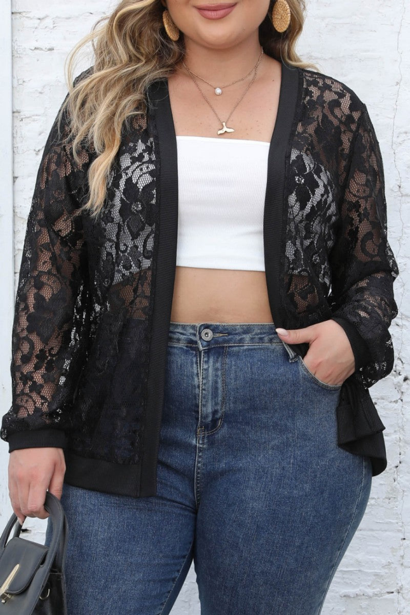 Florcoo Plus Size Stylish Sheer Cardigan for Effortless Chic
