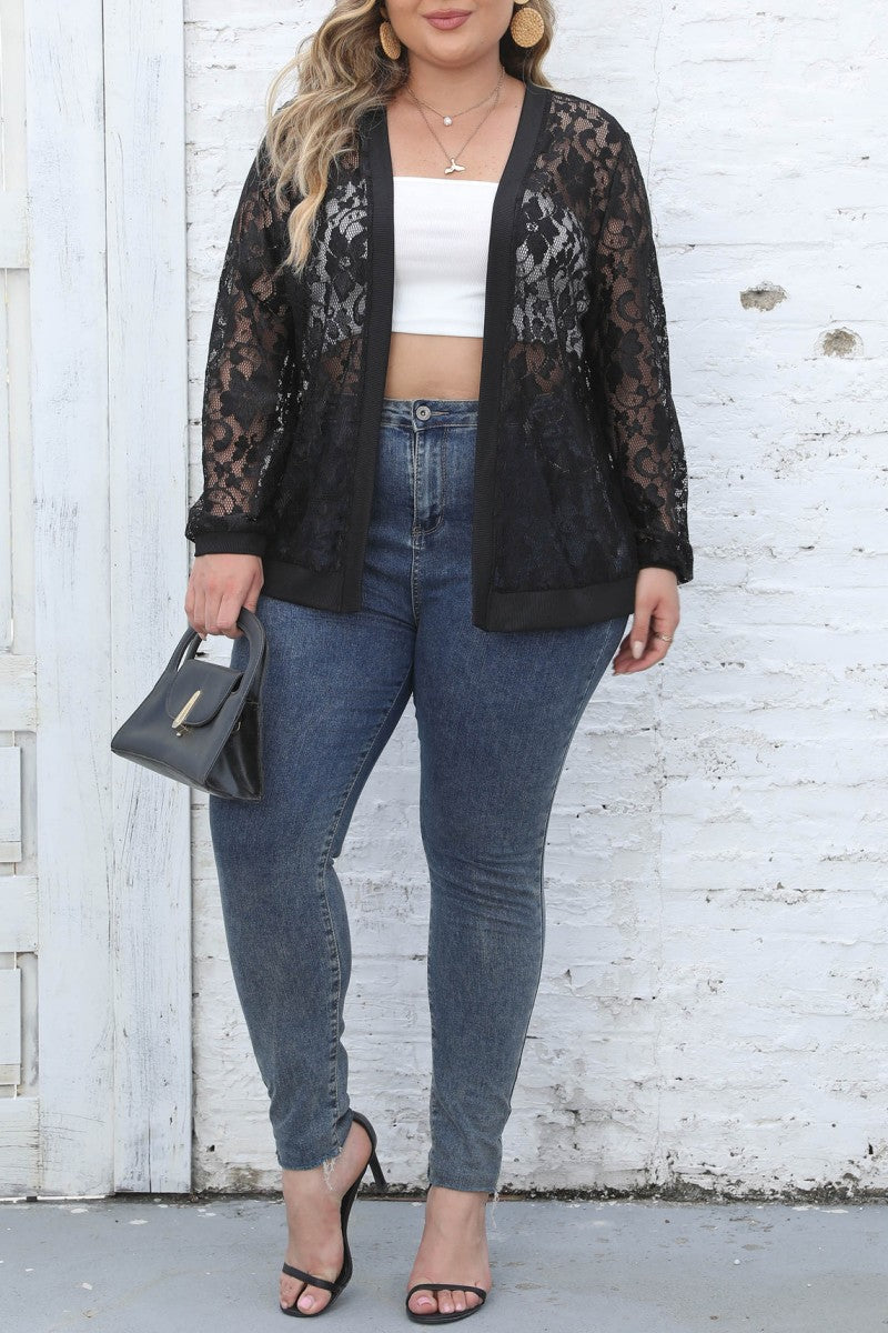 Florcoo Plus Size Stylish Sheer Cardigan for Effortless Chic