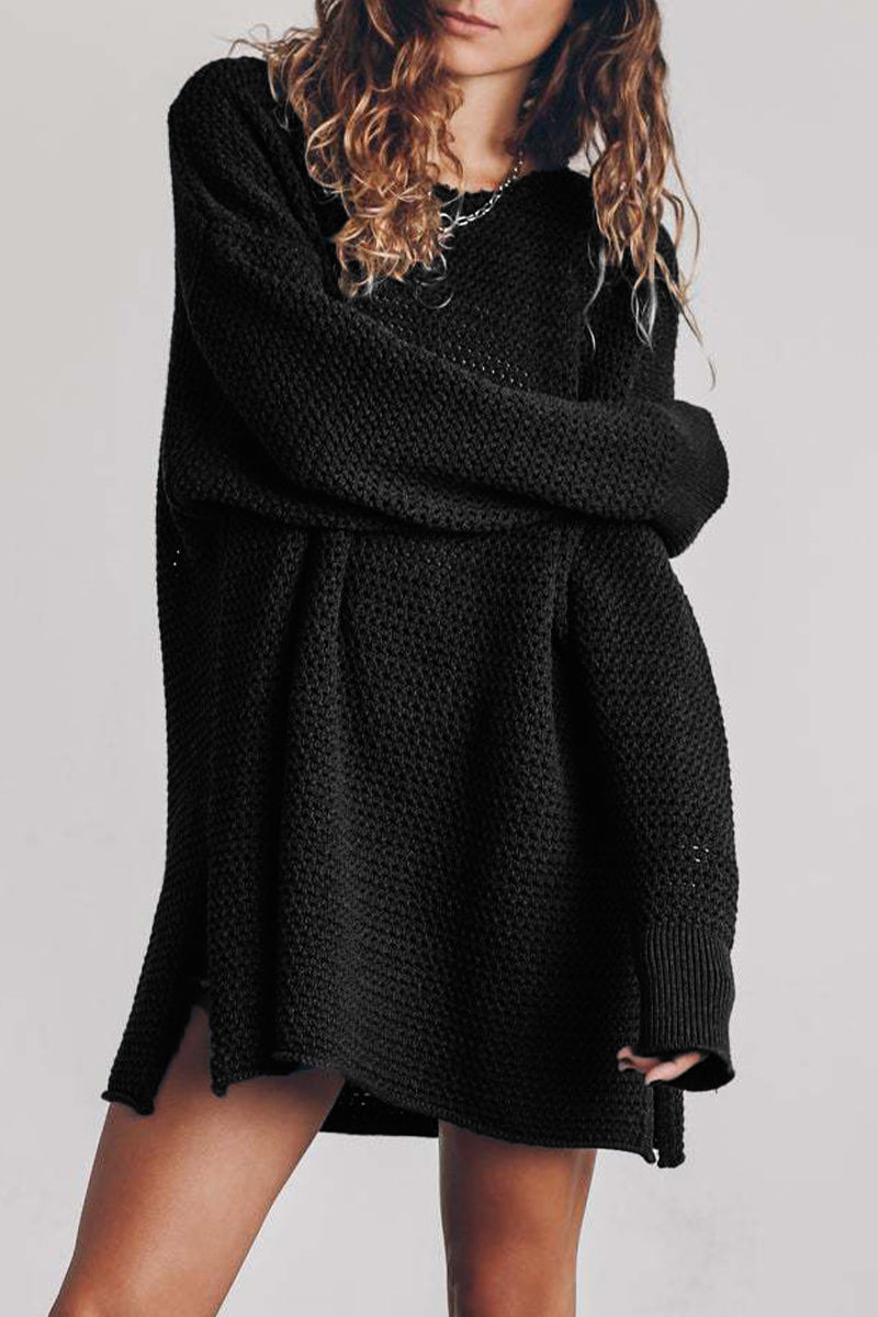 Florcoo Classic O Neck Solid Color Sweater for Everyday Wear