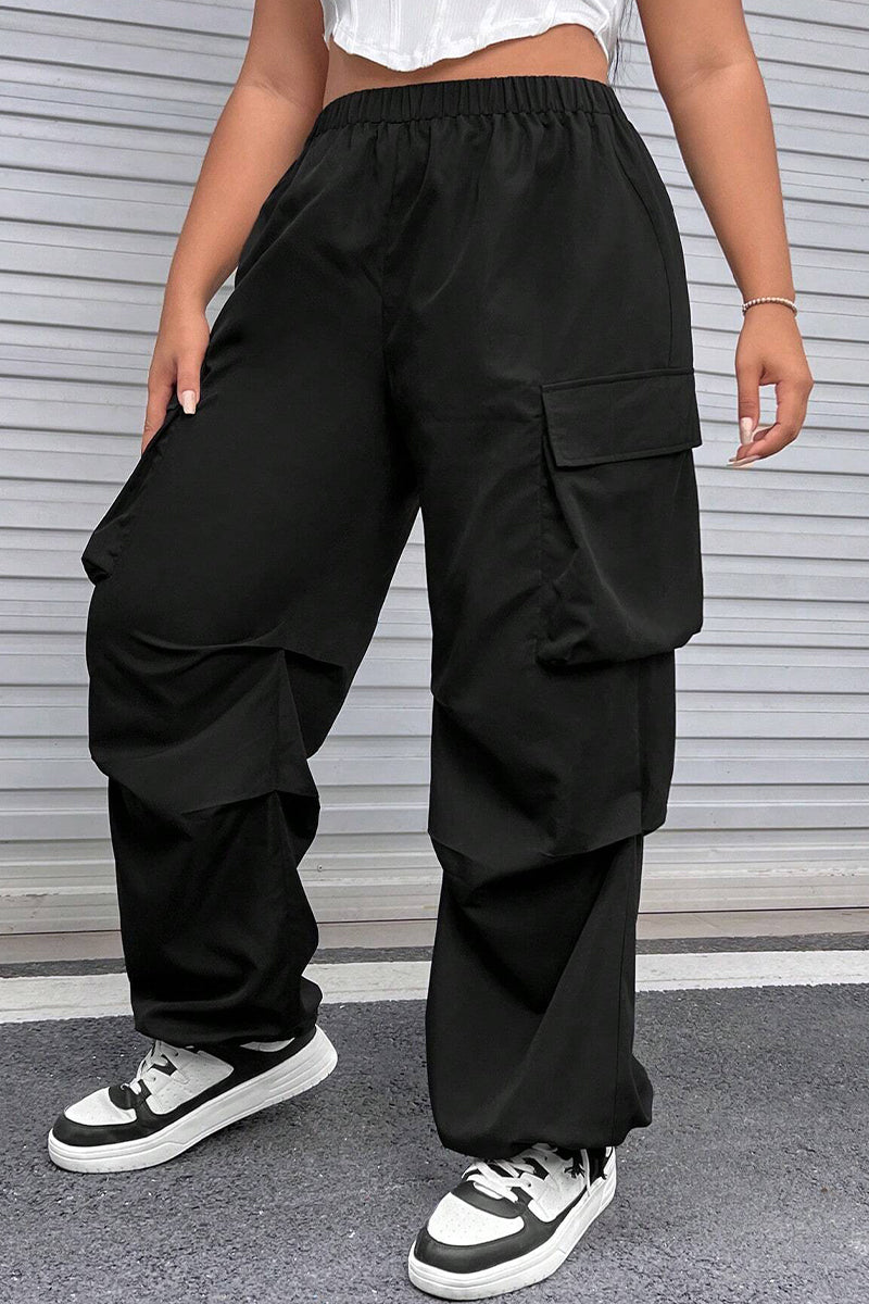 Casual Street Solid Pocket Plus Size - Fashionpara