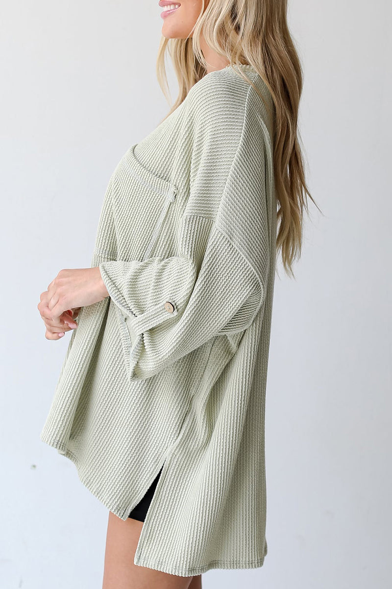 Casual Solid Pocket O Neck Tops - Fashionpara