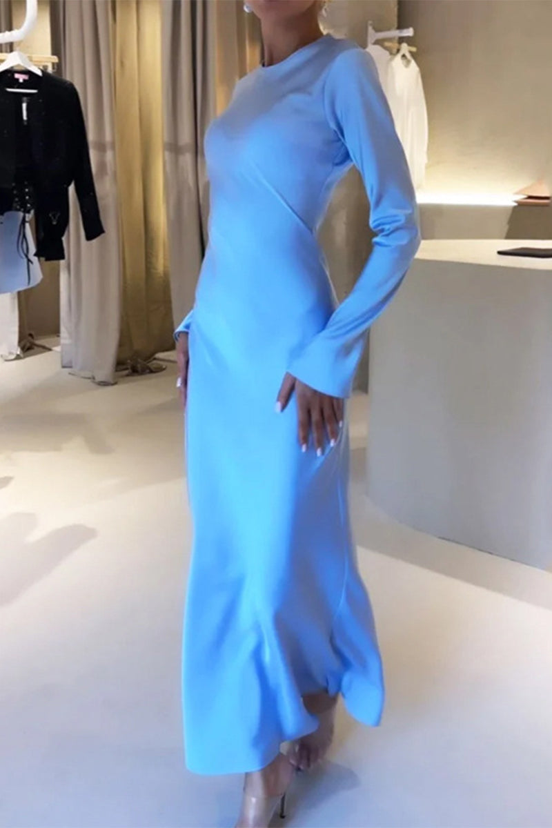 Elegant Solid O Neck A Line Dresses - Fashionpara