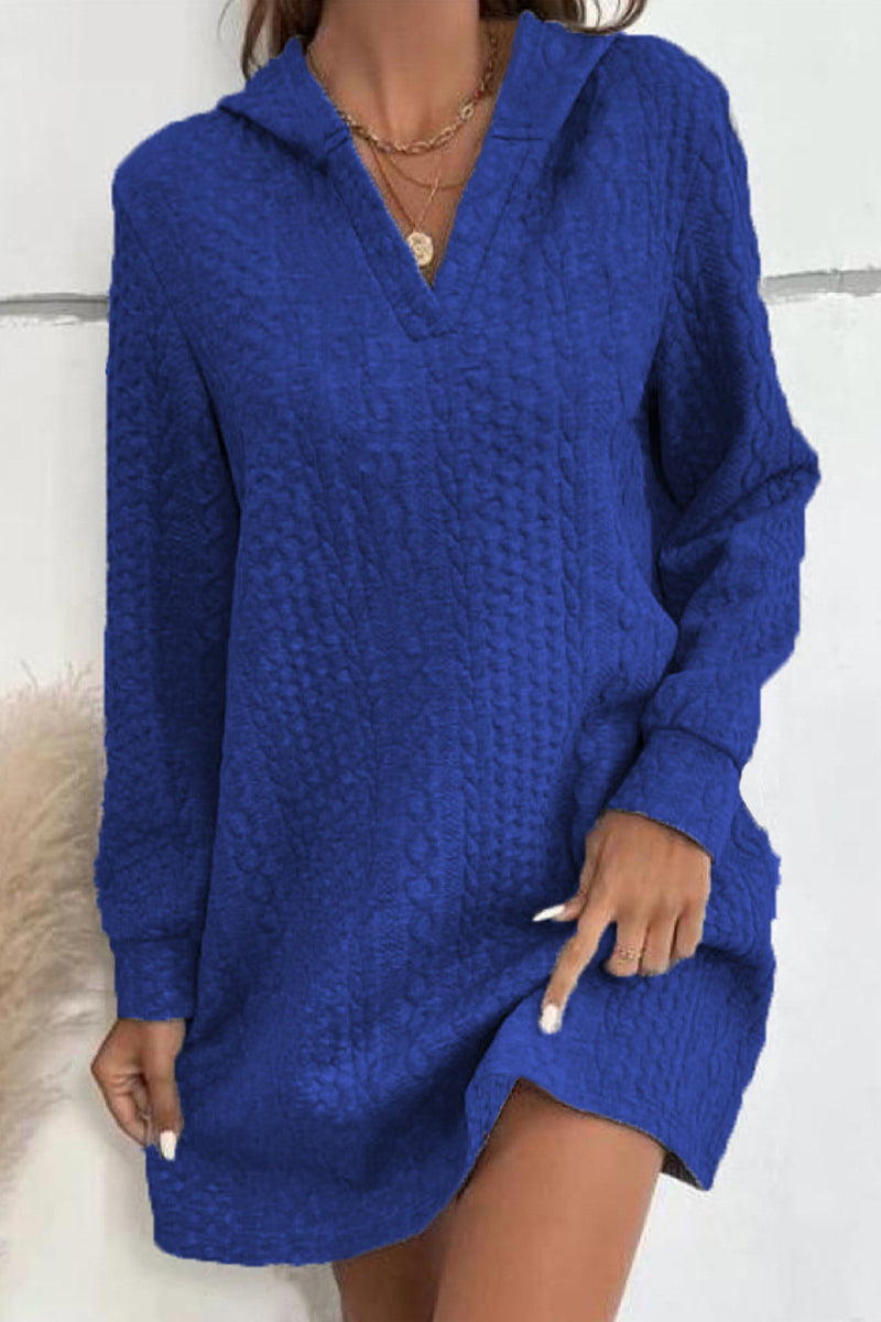 Casual Solid Patchwork V Neck A Line Dresses - Fashionpara