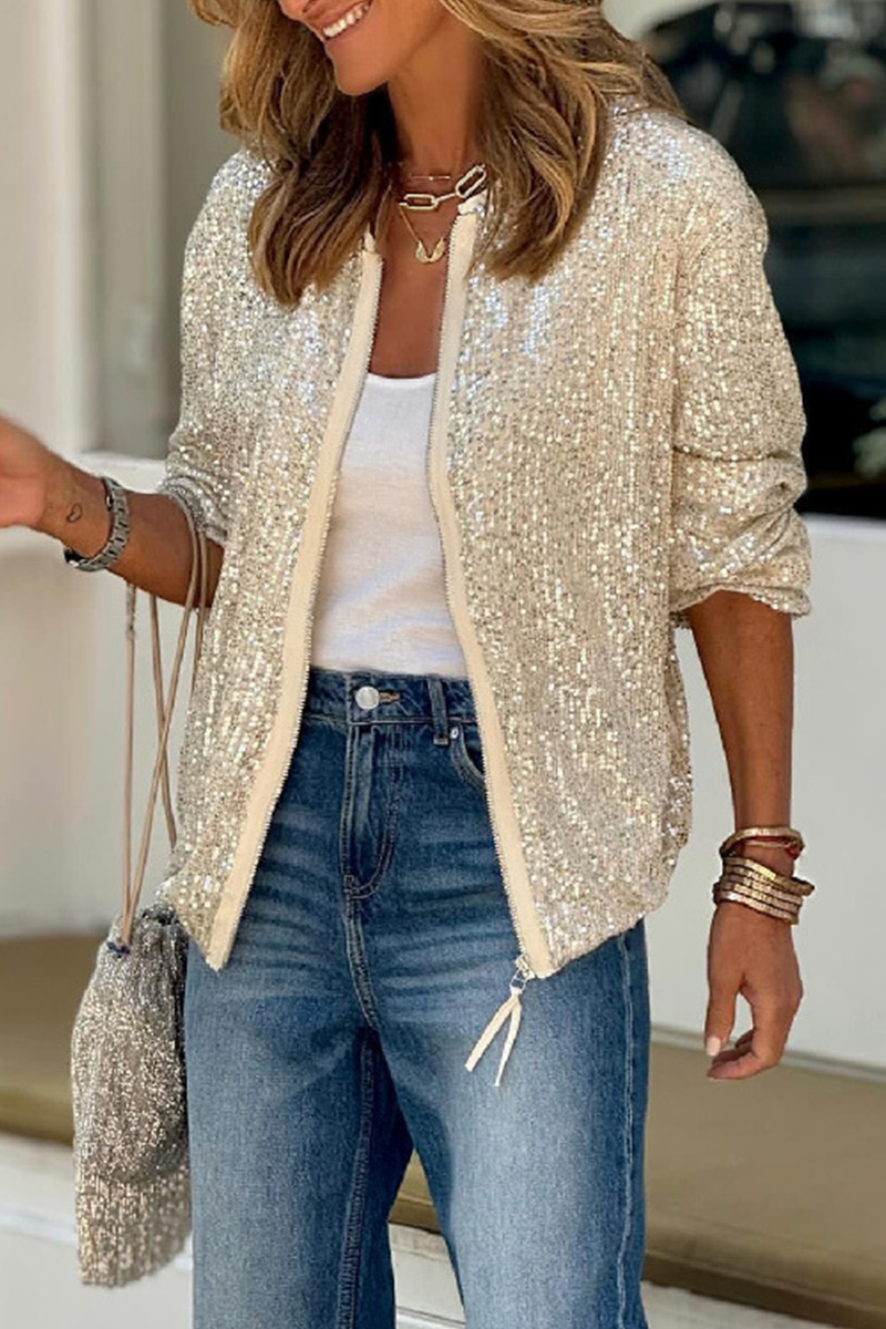 Bohonini Casual Sequin O Neck Blazer for Effortless Style