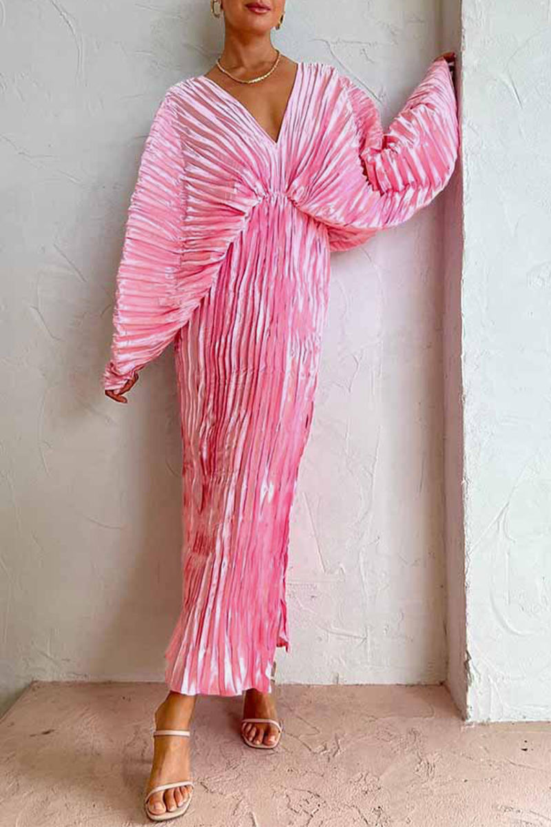 Sexy Celebrities Solid Fold V Neck Dresses - Fashionpara