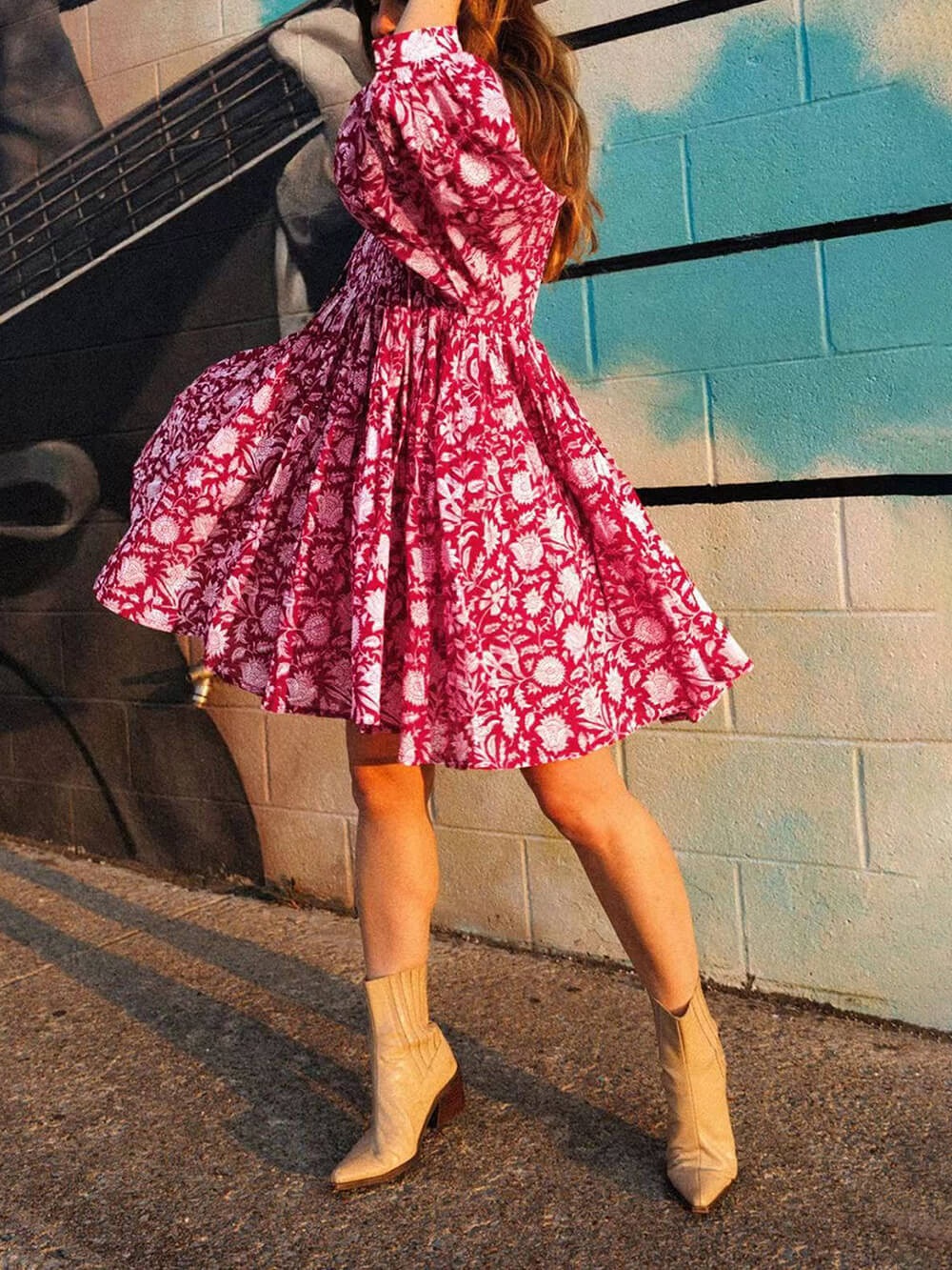 Vacation Retro Style Loose Printed Dress - Fashionpara