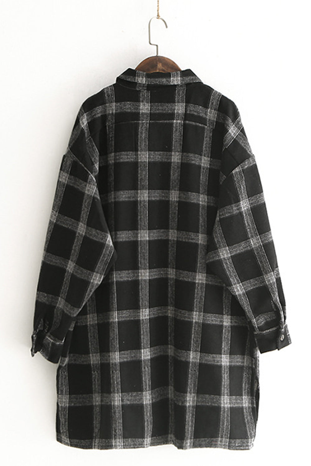 RadyRin Thick Brushed Plaid Flannel Lapel Cardigan Coat