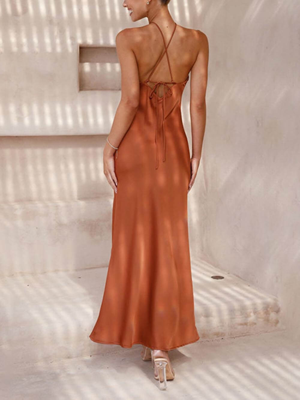 Unique Neckless Backless Maxi Dresses - Fashionpara