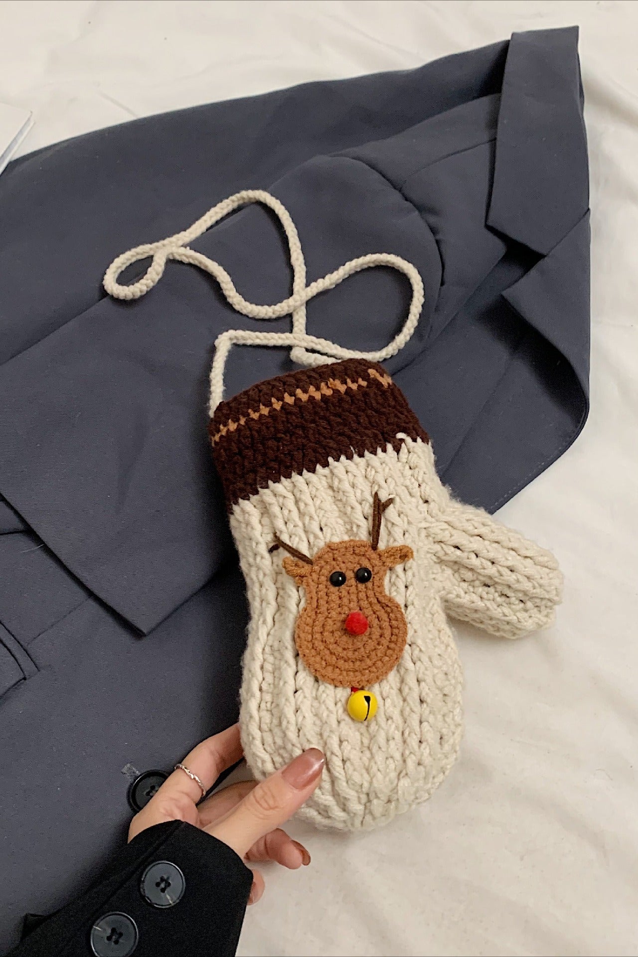 Crocheted Tree Reindeer Cute Crossbody Bag