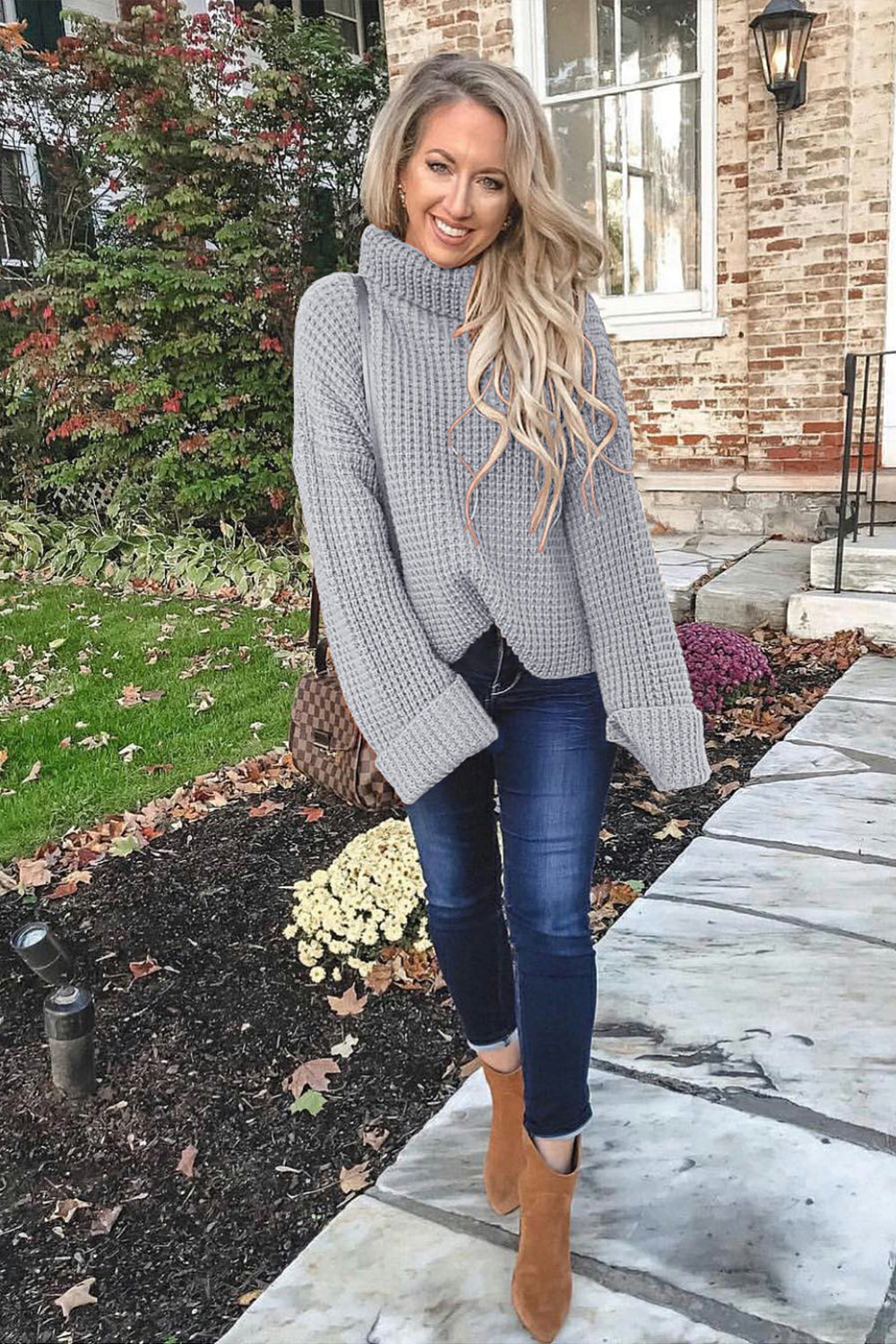 RadyRin Loose High Neck Sweater for Effortless Style