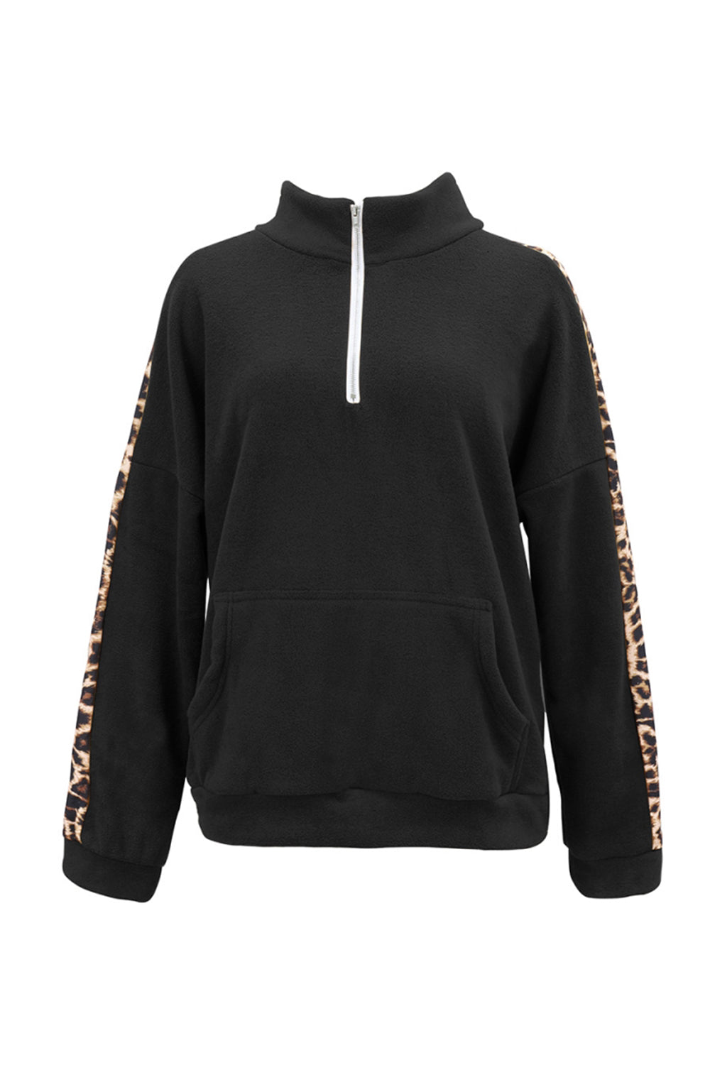 Long Sleeve Leopard Print Stitching Top