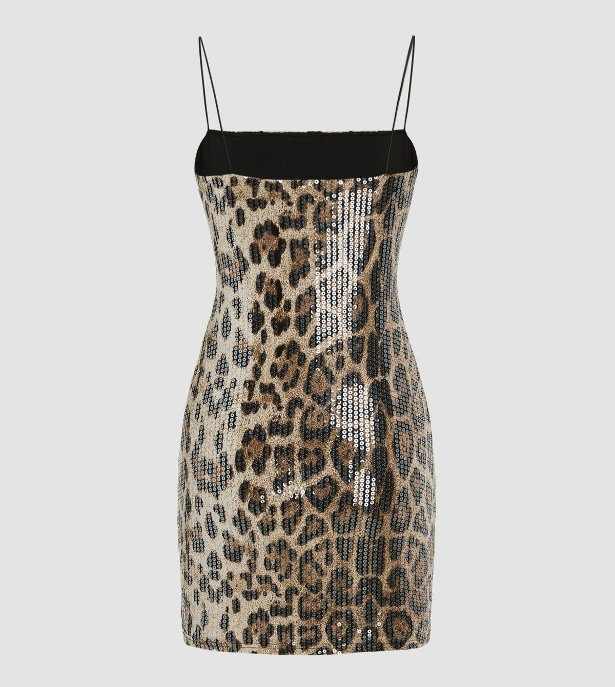 Sequin Leopard Print Spaghetti Strap Straight-Neck Mini Dress 8