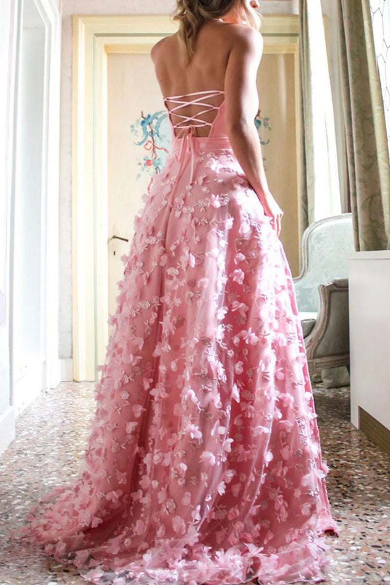 Elegant Solid Frenulum Strapless Evening Dress Dresses - Fashionpara