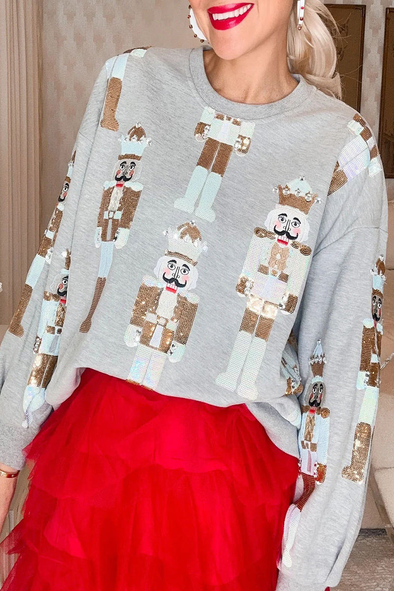 Casual Print Patchwork O Neck Tops - Fashionpara