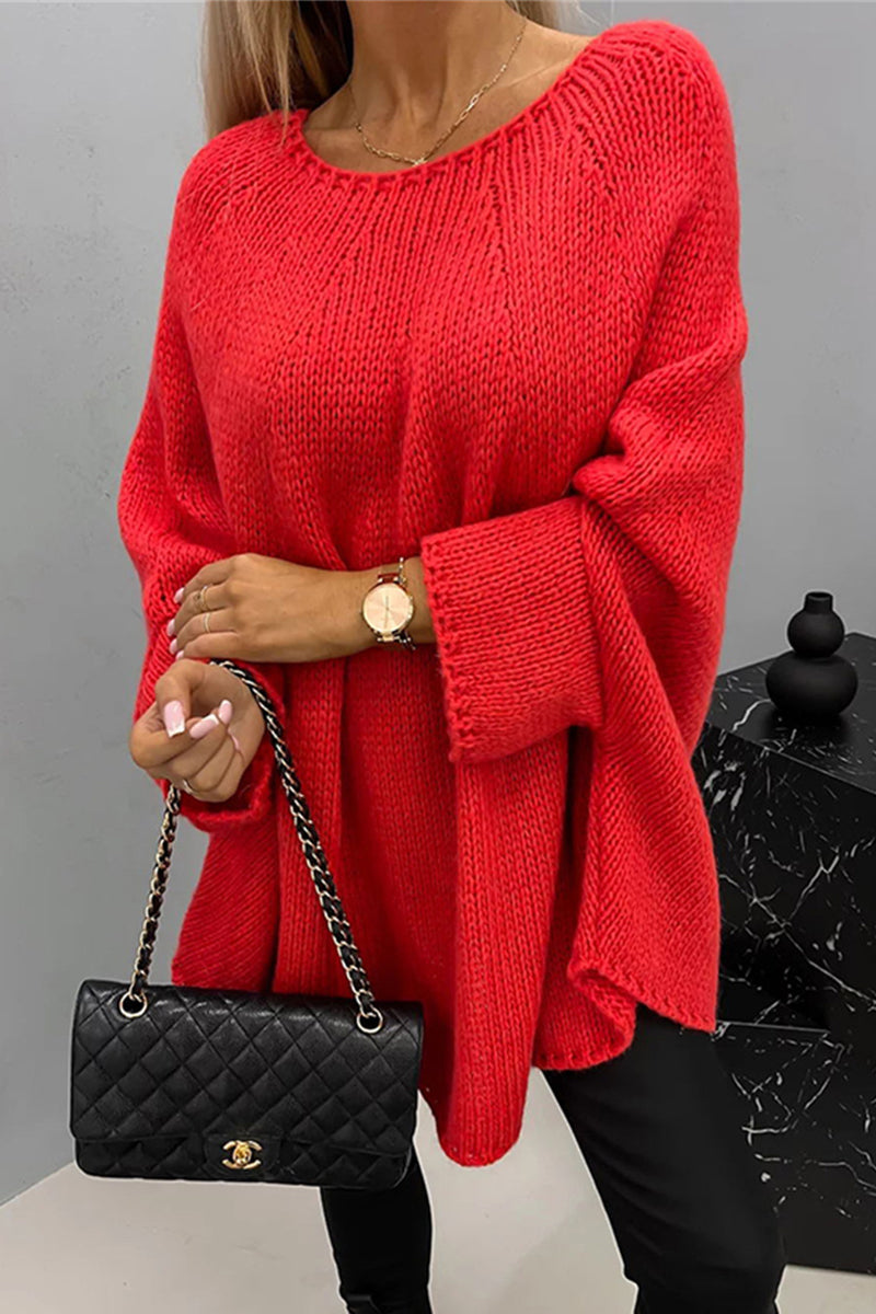 Casual Simplicity Solid Weave O Neck Tops - Fashionpara