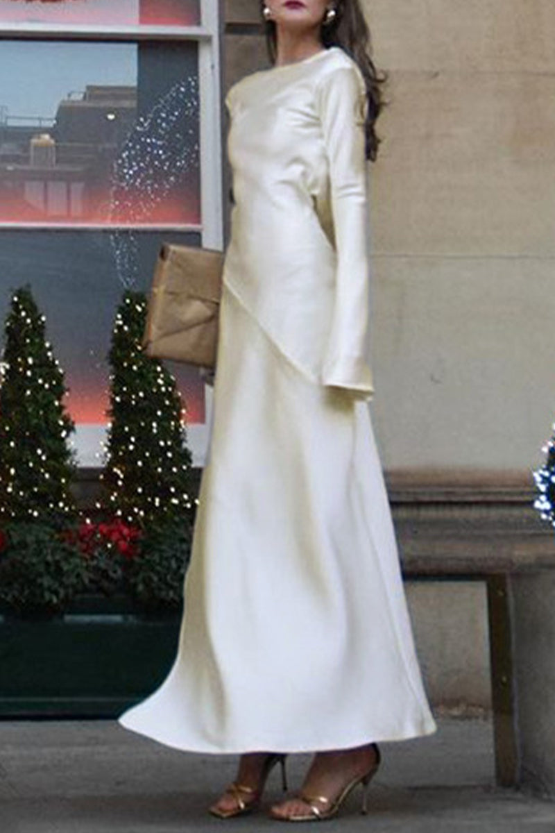 Celebrities Elegant Solid Backless O Neck One Step Skirt Dresses - Fashionpara