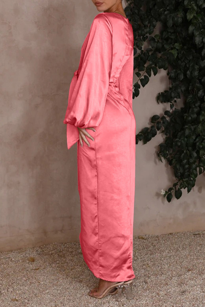 Celebrities Elegant Solid Bandage V Neck A Line Dresses - Fashionpara