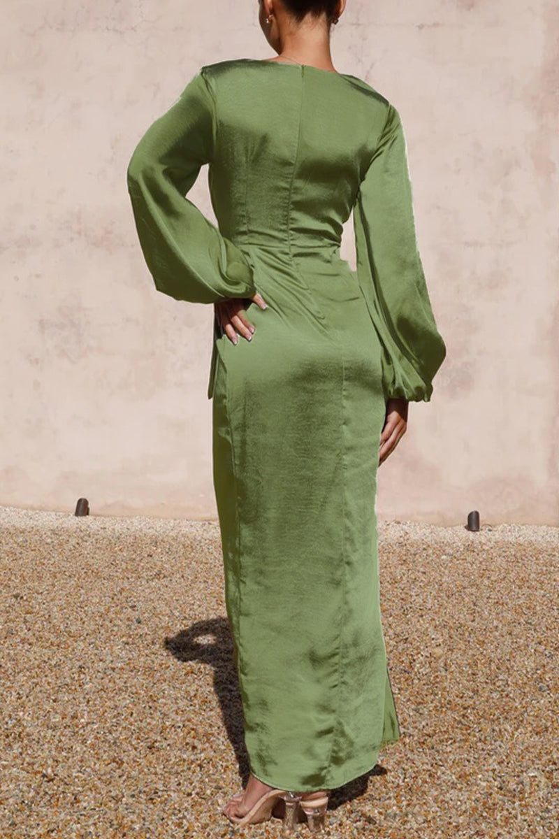 Celebrities Elegant Solid Bandage V Neck A Line Dresses - Fashionpara