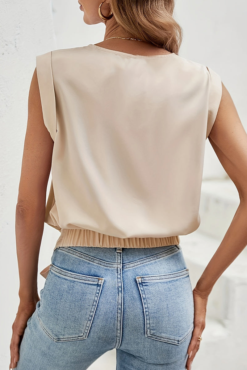 Casual Solid Bandage O Neck T-Shirts - Fashionpara