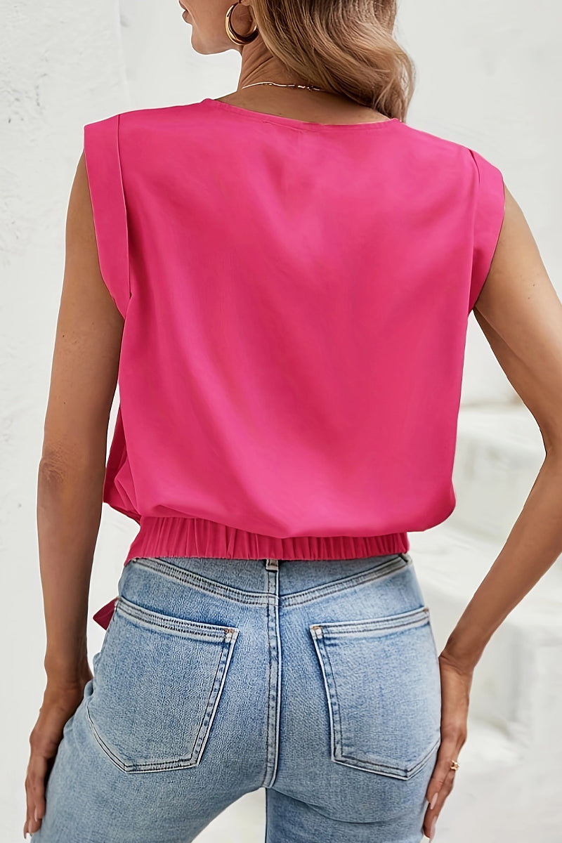 Casual Solid Bandage O Neck T-Shirts - Fashionpara