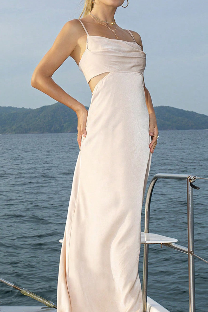 Sexy Elegant Solid Backless U Neck Sling Dress Dresses - Fashionpara